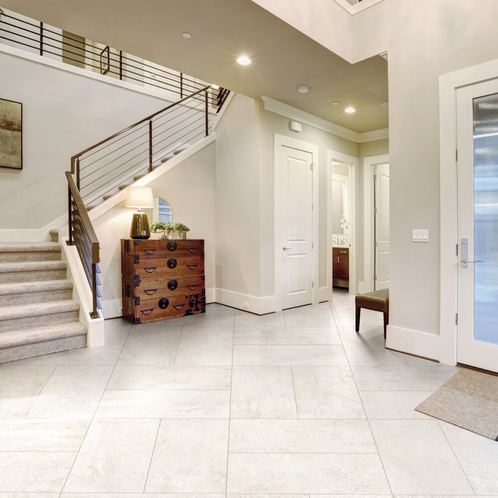 Limestone Matt Almond floor tiles are perfect for the kitchen from